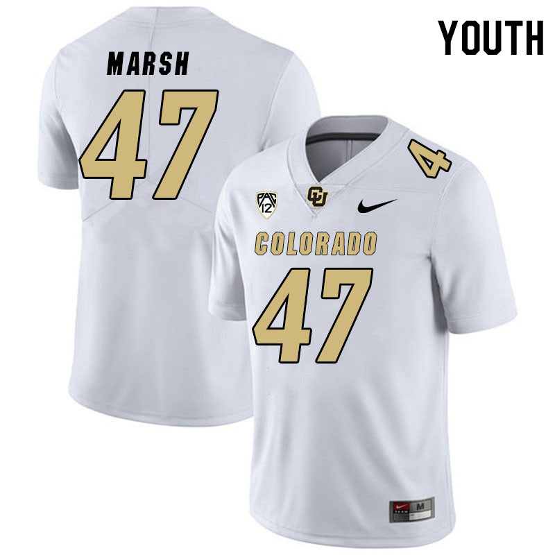 Youth #47 Gavin Marsh Colorado Buffaloes College Football Jerseys Stitched Sale-White - Click Image to Close